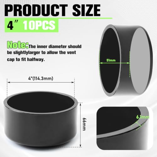 Image of 10 Packs 4 Inch PVC Pipe End Cap, Fits 4.5 inch Od Schedule 40 Furniture Grade, Heavy Duty Slip-on Caps for DIY Furniture, Garden Shelf, Grey