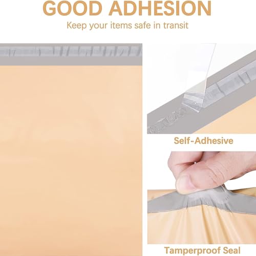 Image of Metronic Poly Mailers 14.5x19 100 Pack, Large Shipping Bags for Clothes | Strong Adhesive Waterproof Tearproof Mailing Bags, Shipping Envelopes, Packaging Bags, Clothing, Small Business, Champagne.