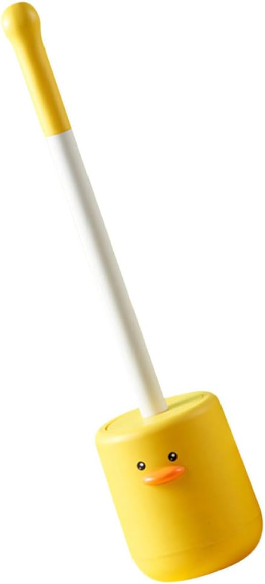 Silicone Toilet Brush with Holder Long Handle Duck Shape Bathroom Scrubber Wall-mounted Toilet Bowl Cleaner for Home and Bathroom Cleaning
