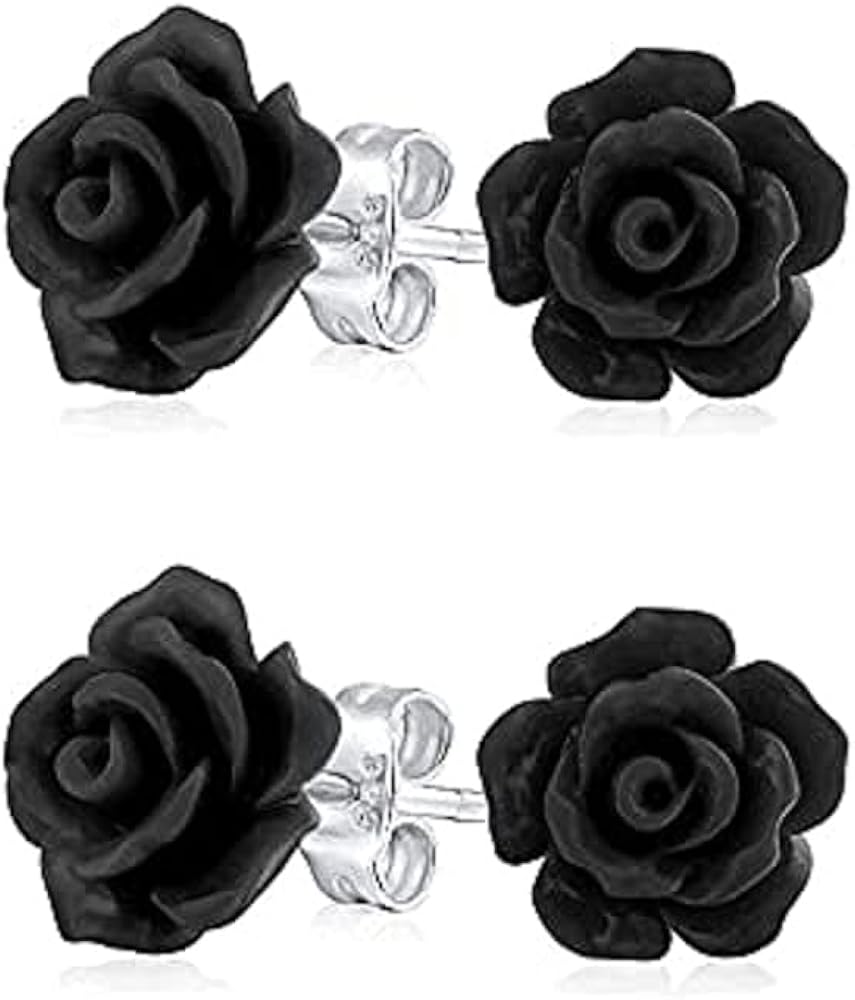 Tiny Floral Earrings 3D Carved Rose Flower Stud Earrings For Women For Teen For Mother Resin Silver Plated Brass 8mm(Multiple Colors Available)