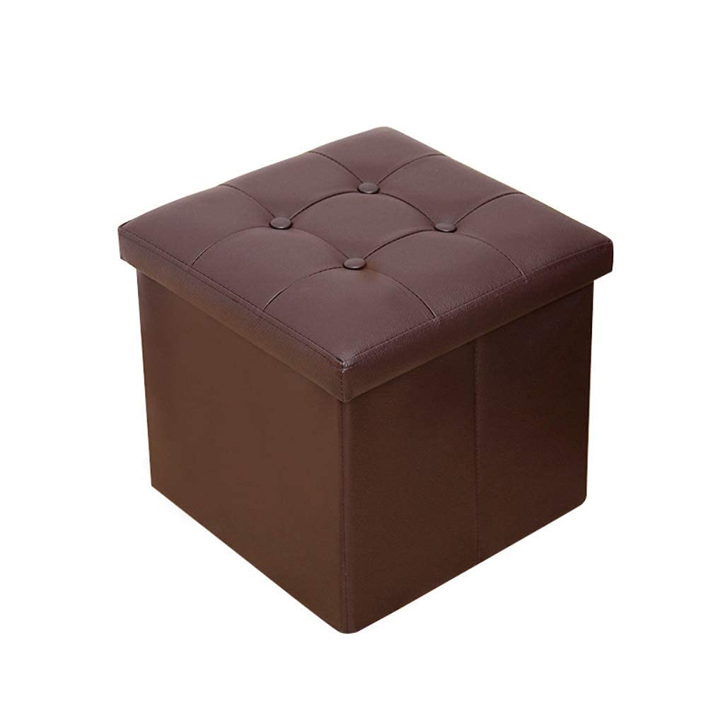 Pouf ottoman en similicuir marron pour sublimer le couloir et le salon