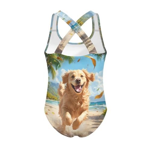 Image of One Piece Swimsuit Girls Cross-Back Bathing Suit 5-14Y Kids Swimwear Cute Swimsuits Sleeveless Bathing Suits