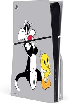 Skinit Decal Gaming Skin Compatible with PS5 Slim Disk Console - Officially Licensed Looney Tunes Sylvester Tweety Bird Crossed Arms Design