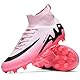 Csgkag Fußballschuhe Herren High Top Spike Cleats Professionelle Fussballschuhe Jugendliche Fußball Stiefel Athletics Trainingsschuhe Outdoor Sportschuhe Football Schuhe,Rosa,EU37