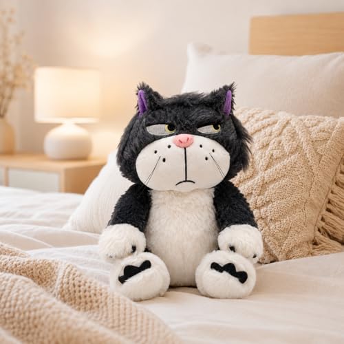 Image of Cute Grumpy Cat Plush Soft Toy Brown & Beige | Adorable Angry Expression Kitty Stuffed Toy with Yellow Eyes & Paw Detail | Premium Soft Cuddly Toy for Kids, Gifting & Decor