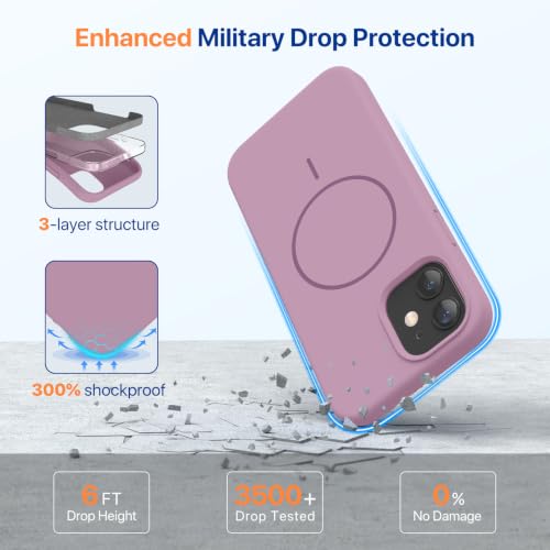 Image of Miracase Magnetic for iPhone 12 Case /iPhone 12 Pro Case, [Soft Anti-Scratch Microfiber Lining], Compatible with MagSafe,Liquid Silicone Shockproof Drop Protection Phone Case for 12 /12 Pro,Blackcurrant