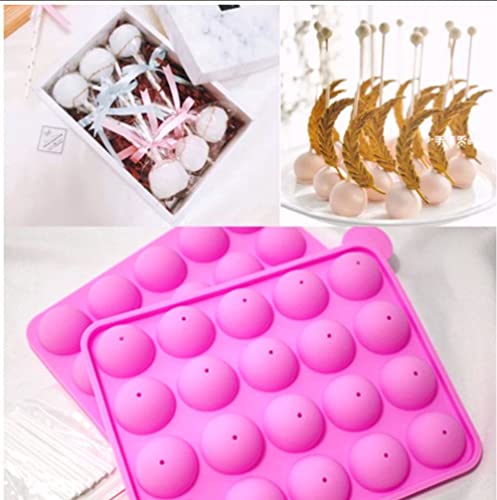Teelor Cake Pop Mold 2 Pack 20 Even Hole Round Lollipop Silicone Diy Baking Spherical Chocolate ， Of 20-Cavity - Great For Hard Candy, And Party Cupcake, Pink, 8.8'' Length X 7.2'' Width 2'' Height #TOP3