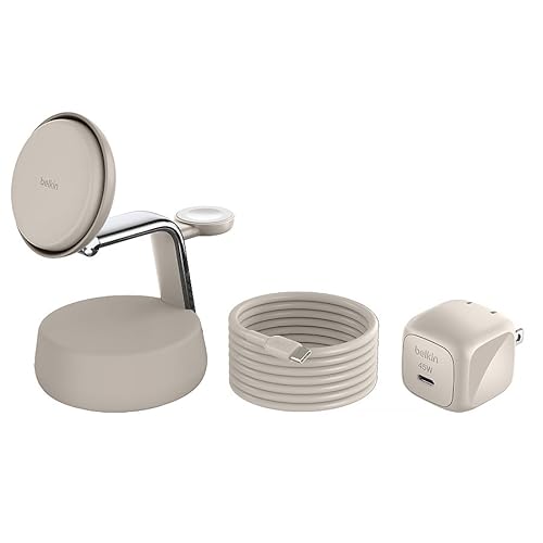 undefined 【Amazon.co.jp限定】Belkin Qi2 25W ワイヤレス充電器 3 in 1 世界初 充電スタンド Qi2公式認証 MagSafe マグセーフ 急速充電 iPhone Apple Watch アップルウォッチ Google Pixel 10 Pro XL サンドホワイト WIZ040dqSD ※Amazon.co.jp限定 壁紙ダウンロード付き の商品画像 3