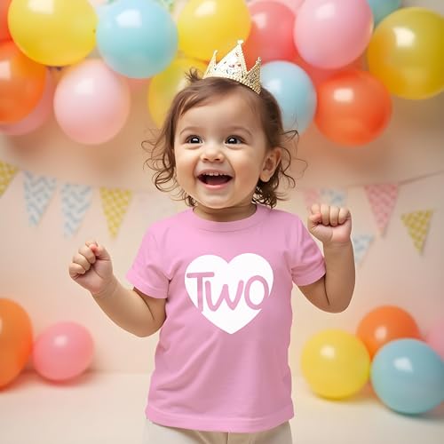 Image of 2nd Birthday Shirts Girls Heart Toddler Girl Outfit 2 Year Old Shirt Two Happy Bday Second Gift tee