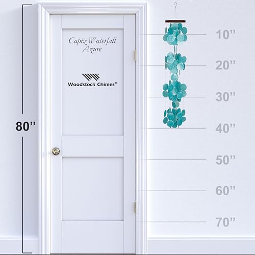 Woodstock Chimes CWRA Asli Arts Collection, Capiz Waterfall, 40'' Azure Capiz Wind Chimes thumb #3