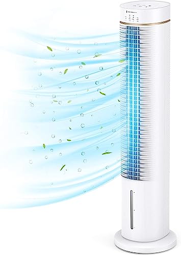Evaporative Air Cooler, 3-in-1 45" Air Cooler, Tower Fan and Humidifier, 80° Oscillating Cooling Fan with 4 Speeds, 3 Modes, 6L Water Tank, Remote Control, for Bedroom, Living Room, Office