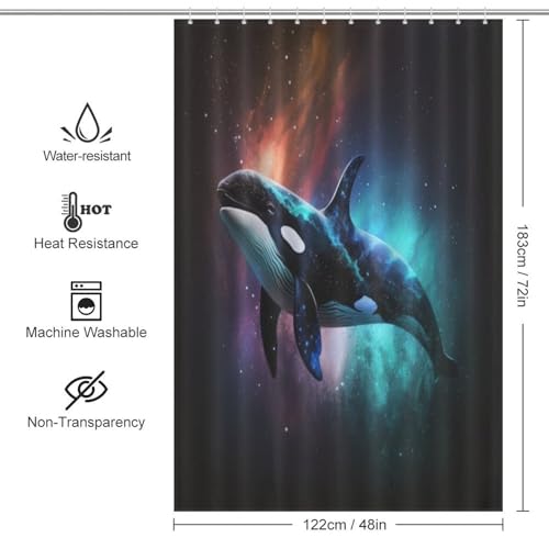 Rideau de douche baleine lavable pour éviter les projections - 4
