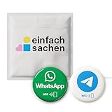 Mix-Set: 1x WhatsApp & 1x Telegram NFC Sticker – selbst programmierbar – kontaktlose Kundenkommunikation – Messaging-Aufkleber für Dienstleister, Events, Studios – Ø 3 cm – wiederverwendbar