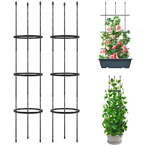 2 Pack Garden Trellis, 2 in 1 Plant Cages & Supports for Vines Crop, Plant Trellis for Climbing Plants Indoor Outdoor, Plant Stake for Flower, Vegetable, Tomato,Vines, Pot Trellis for Potted Plants Cover