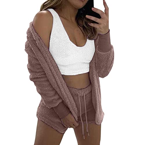 Frottee Schlafanzug Damen,Flauschiger Schlafanzug Damen,Bademantel FüR...