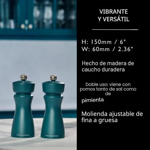Miniatura 3 de Cole Mason Kenton Molinillo De Sal Y Pimienta, Pimienta De Sichuan, Molienda Ajustable, Mecanismo De Cerámica Duradero, Incluye 1 Molino, 15 Cm