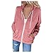 Zldhxyf Sweat à capuche pour femme - Couleur unie - Fermeture éclair intégrale - Décontracté, Rose, S