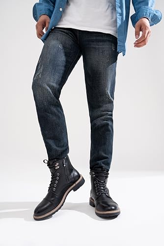 Image of Vostey Mens Boots Motorcycle Casual Boots for Men Zipper Fashion Chukka Boots Mens