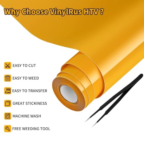 Image of VinylRus HTV Heat Transfer Vinyl Roll, Yellow, 12 inch x 25FT
