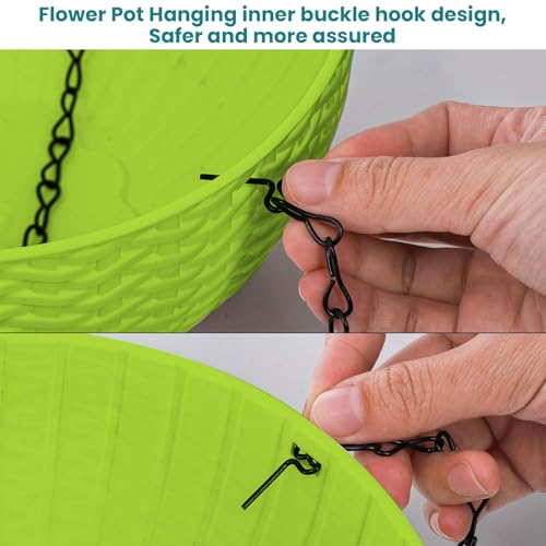 Image of Go Hooked Green Hanging Planters, 7.1 inch Diameter, 4.8 inch Height, 3mm Thickness, 13 inch Chain, 3 Pieces