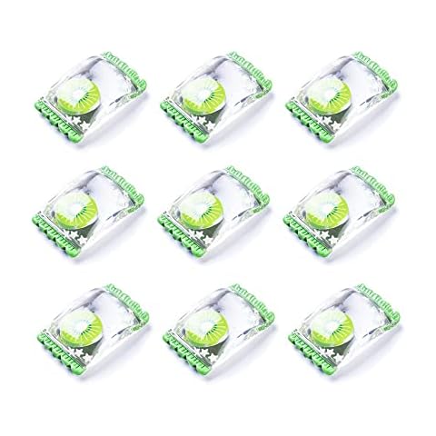 Ipotkitt 2Pcs Flatback Sugar with Green Kiwifruit Resin Cabochons Imitation Food Slime Charms for DIY Crafts Jewellery Making Scrapbooking - 30x18mm Cover