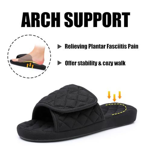 Git-up Womens Orthotic Slippers with Arch Support for Plantar Fasciitis Pain Relief,Open Toe Adjustable Memory Foam Slide House Slippers2