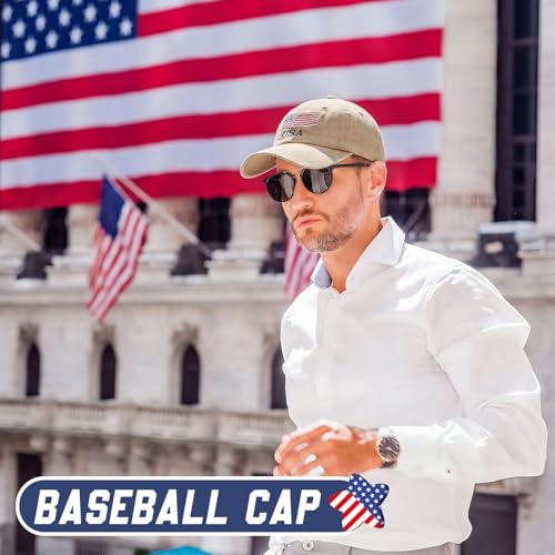 Image of Geyoga 4 Pack USA Flag Baseball Cap Washed
