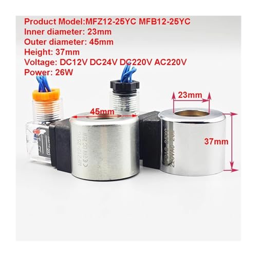 Bobine d'électrovanne hydraulique de rechange MFB12-25YC 26W diamètre 23 mm - 3