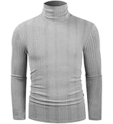 TAPULCO Men Turtleneck Long Sleeve Knitted Pullover Basic Slim Fit Casual Soft Comfy T Shirts