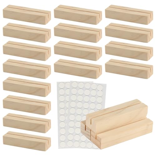 16 STK Kartenhalter Holz, Tischkartenhalter Fotohalter Holz, Postkartenständer, Postkartenhalter, Menükartenhalter, Tischaufsteller für Hochzeiten Geburtstag Partys, mit 2 Blätt Punktaufklebern