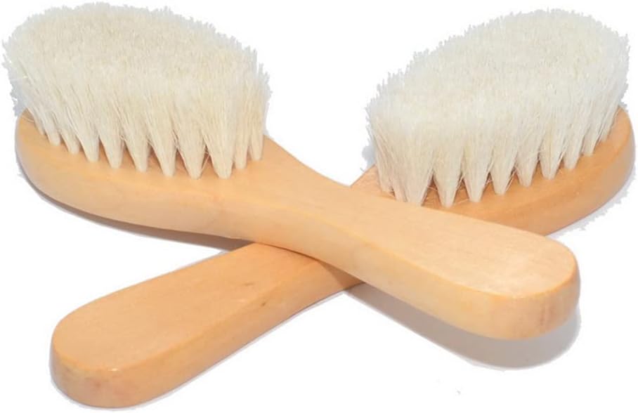 Natural Soft Wool Bristles Dry Facial Cleansing Brush, 6" Face Skin Care Exfoliating Scrub Brush, 2 Pack Wood Handle Face Brush Cleanser.