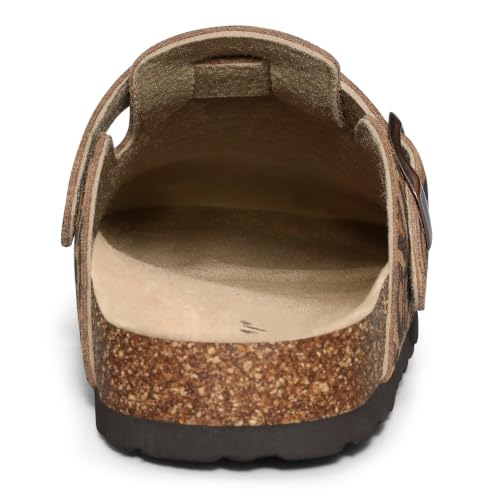 Image of KIDMI Genuine Suede Clogs for Women Men Cork Footbed Mules Potato Shoes | Arch Support, Comfortable, Leather Slip On, Fall, Casual, Indoor Outdoor, Non-slip Rubber Sole, Adjustable Metal Buckle