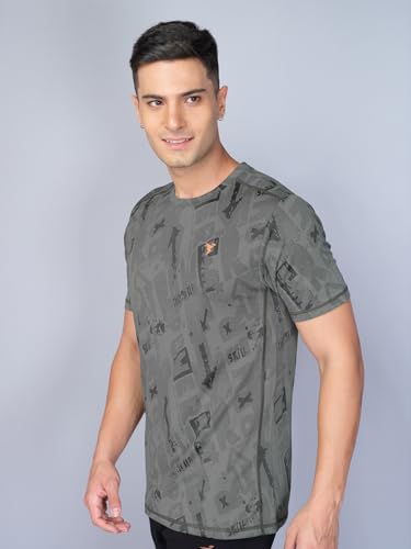 Image of TECHNOSPORT Men Polyester Regular Fit Half Sleeve Jacquard T-Shirt with Double Cool, Quick Dry & Anti Microbial for Sports, Running & Casual Use
