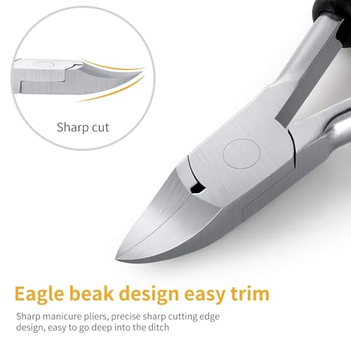 Image of QUIQSHIPP Toe Nail Clipper for Ingrown or Thick Toenails, Heavy Duty Toenail Trimmer Nail Clipper Pedicure Tool with Long Handle and Soft Grip for Seniors Black