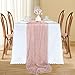 Pink Cheesecloth Table Runner, 10FT Dusty Pink Summer Boho Gauze Table Runner for Girl Baby in Bloom Baby Shower Bridal Shower Decorations Tea Party Table Centerpiece Decorations