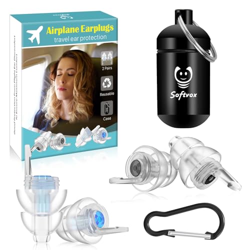 Softvox Airplane Ear Plugs Pressure Relief Earplugs 2 Pairs...