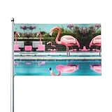 Banderas de jardín con estampado de flamencos y piscinas para decoración...