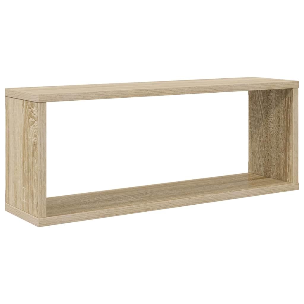 Set di 4 mensole da parete in rovere Sonoma, 60 x 15 x 23 cm, scaffali sospesi in legno, a cubo, per soggiorno e corridoio, scaffali sospesi per libri e decorazioni