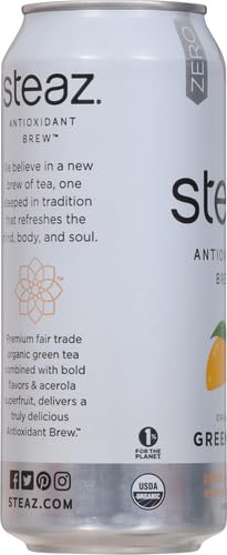 Steaz, Tea Iced Peach Mango Zero Calories Organic, 16 Fl Oz