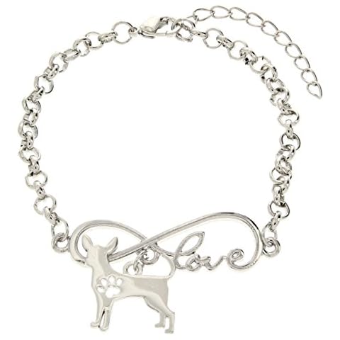 Best Chihuahua Mom Ever Gift Infinity Link Chain Bangle Charm Silver-Tone Bracelet Dog Owner Gift Cover