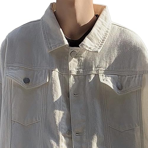 JEShifangjiusu Mens Jean Jackets Stylish Everyday Outerwear Utility Baggy Denim Jacket Long Sleeve Trendy Rapper Streetwear2