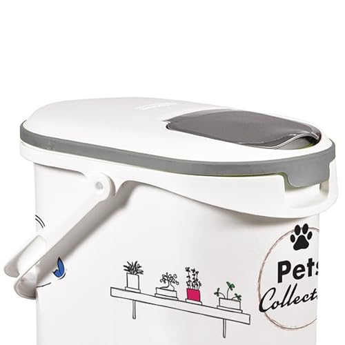 Curver Futterbehälter für Katzen – 10 l/4 kg – Pets Collection – luftdichte Aufbewahrung geruchshemmend für Katzenfutter – 19 x 30 x 35 cm, Weiß