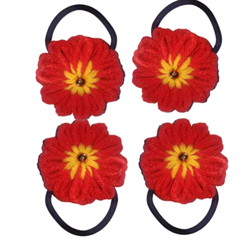 R V Dream World Handmade Woolen Hair Bands / Rubber Bands, ( Pack of 4 )_RVDRM_011