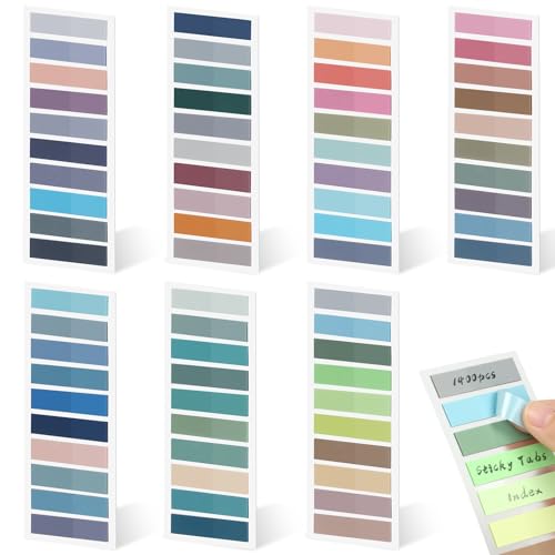 Euqvunn 1400 Pièces Marque Page Adhésif, 70 Couleurs Onglets Translucides, 7 Blocs, Sticky Note Tabs, Index Tabs Écriture & Repositionnables pour Annotation...