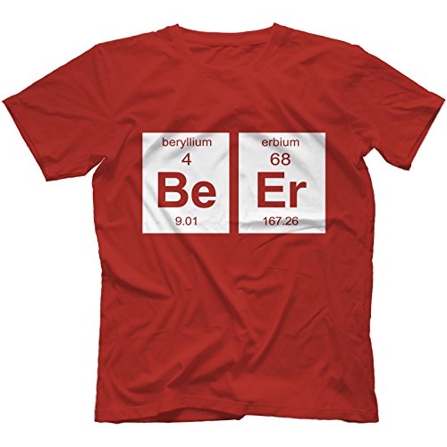 Beer Element T-Shirt 100% Cotton Geek Drinking Alcohol Periodic Table Funny[Red,M]