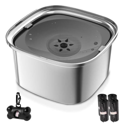 NOOGUI - Ciotola per Cani - Capacità 3L - Recipiente Antigoccia Antischizzo Antiribaltamento - Accessorio Animali Base Antiscivolo - Ciotola Acqua Cane - Dispenser Con 4 Sacchetti Inclusi