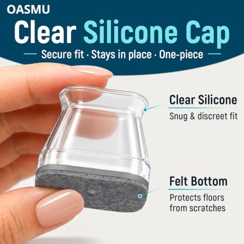 Image of 32 Pcs Square Chair Leg Protectors for Hardwood Floors,Felt Furniture Floor Protectors with Silicone Caps, Large Size (Fits Chair Legs with Side Length: 1-1 /16'' to 1-5 /8'') (Pack of 2)