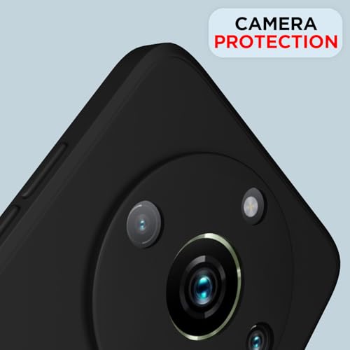 Image of Outlouders Back Cover for Realme 11 Pro / 11 Pro Plus 5G / Narzo 60 Pro 5G | Camera Protection | Durable Soft Matte Silicone Bumper Case (Black)