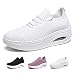 GYCS Zapatillas Ortopédicas para Mujer Zapatos Sin Cordones Ortopédicos con Colchón De Aire Deportivas De Mujer Arch Support Knit Mesh Outdoor Walking Sneaker,Blanco,38EU