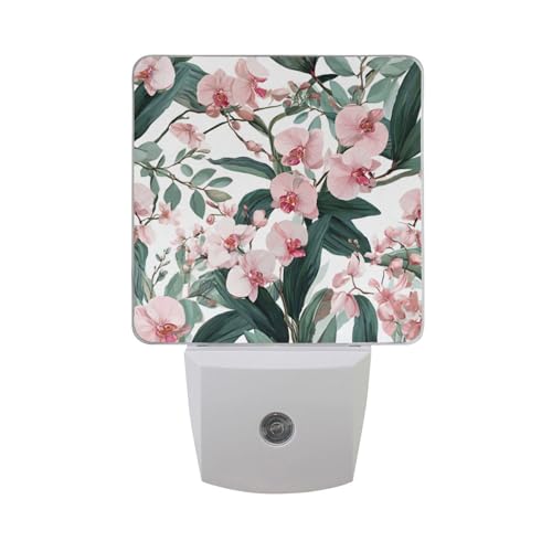 Luz nocturna led con sensor de luz rosa orquídea miniatura 7